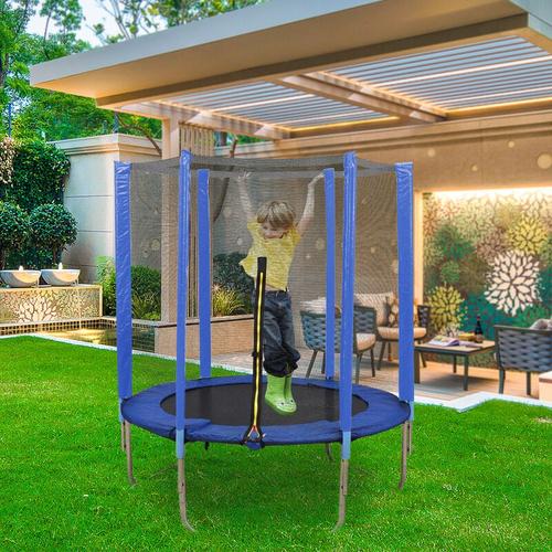 Trampolin Gartentrampolin Kindertrampolin Outdoor Trampolin Komplettset Sicherheitsnetz Blau 1.5m