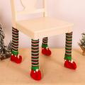4Pcs Christmas Chair Decoration Fabric Stripe Elf Table Leg Set Scene Layout Props Red Bottom New