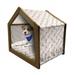 Basketball Pet House Basketball Court Cartoon Style Collage Competition Sports Outdoor & Indoor Portable Dog Kennel with Pillow and Cover 5 Sizes Blue Vermilion and Brown by Ambesonne