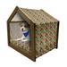 Retro Pet House Pop Art Grunge Style Fruits Colorful Vintage Set Organic Style Food Vegan Pattern Outdoor & Indoor Portable Dog Kennel with Pillow and Cover 5 Sizes Multicolor by Ambesonne