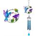 AVEKI Hummingbird Wind Chimes for Outside 31" H Stained Wind Chimes Gifts for Women Bird Lover Garden, Patio, Backyard Decor