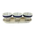 Blue Rose Polish Pottery Country Meadow Flower Pots with Tray