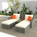 Patio Furniture Outdoor Set Wicker Sofa Patio Chaise Lounge Elevated Coffee Table with Soft Seat Cushions and Backrest 3-Piece Set (Beige)