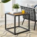Modway Stance Outdoor Patio Aluminum Side Table in Gray Natural