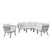 Lounge Sectional Sofa Chair Set Aluminum Metal Steel Grey Gray White Modern Contemporary Urban Design Outdoor Patio Balcony Cafe Bistro Garden Furniture Hotel Hospitality