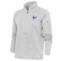 Women's Antigua Heather Gray Delaware Blue Coats Fortune Half-Zip Pullover Jacket