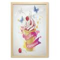 Ice Cream Wall Art with Frame Butterflies Cherries and Color Splashes Summer Spring Yummy Ice Cream Display Printed Fabric Poster for Bathroom Living Room Dorms 23 x 35 Multicolor by Ambesonne