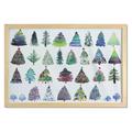 Christmas Wall Art with Frame Watercolor Christmas Theme Fir Trees Abstract Silhouettes Illustration Printed Fabric Poster for Bathroom Living Room Dorms 35 x 23 Multicolor by Ambesonne