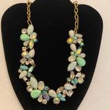 J. Crew Jewelry | J. Crew Rhinestone Multi Color Statement Necklace | Color: Green | Size: 20”