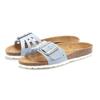 Pantolette ELBSAND "Sandale", Damen, Gr. 39, blau (hellblau), Obermaterial: 100% Rindsleder. Decksohle: 100% Rindsleder. Laufsohle: 100% Synthetik, unifarben, casual, Schuhe, Mule, offener Schuh aus Leder mit weichem Komfortkorkfußbett