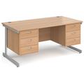 All Beech C-Leg Executive Office Desk 3+3 Drawers, 160wx80dx73h (cm)