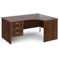 All Walnut Panel End Right Hand Ergo Office Desk 3 Drawers, 160wx120/80dx73h (cm), Fully Installed