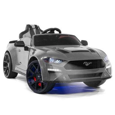 Moderno Kids Ford Mustang Kids Car 24 Volt Battery Powered Ride On Toy w/ Remote Control Plastic in Gray/Black | 20 H x 30 W x 49 D in | Wayfair