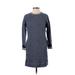 Vineyard Vines Casual Dress - Mini Crew Neck 3/4 sleeves: Blue Solid Dresses - Women's Size X-Small