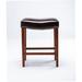 Red Barrel Studio® Loreeta Backless Bar Stools w/ Solid Wood Legs & Nailhead Faux Leather/Wood/Upholstered/Leather in Red/Brown | Wayfair