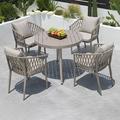 George Oliver Round 6 - Person Outdoor Dining Set w/ Cushions Metal in Brown | 35.43 W x 35.43 D in | Wayfair 07399DFCED3C4C5B8F8CCCE4C9218160