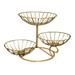 ZhdnBhnos 3 Tier Fruit Basket Metal Snack Plate Dish Kitchen Vegetables Storage Rack Stand Holder Gold Fruit Bowl