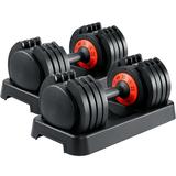 AOTOB 55 lbs (Pair) Adjustable Dumbbell Set Dumbbells Adjustable Weight with Anti-Slip Fast Adjust Turning Handle Dumbbell Sets Adjustable for Men and Women Dumbbells Pair for Home Gym Exercise