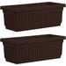 HC Companies VNP30000E21 29.5 x 6.75 x 6.38 Inch Outdoor Fluted Plastic Venetian Flower Box for Flowers Vegetables or Succulents Chocolate (2 Pack)