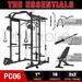 Mikolo Power Rack Cage 1500LBS Weight Cage with 800LB Capacity Adjustable Weight Bench and 1500LBS Capacity Barbell Combo