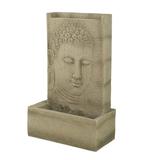 A&B Home 39 Inch High Sandstone Buddha Water Fountain with Light Large Buddha Fountain Outdoor