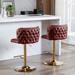 Adjusatble Height Swivel Barstools, Modern PU Upholstered Bar Stools with Back Tufted, for Home Pub