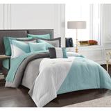 Chic Home Naomé 9 Piece Color Block Design With Distressed Stripe Print Comforter Set