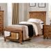 Wooden Bed with Storage in Rustic Honey