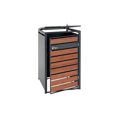 Mendler XL 1er/2er-Mülltonnenverkleidung HWC-J81, Mülltonnenbox, Metall 36kg anthrazit ~ Kirsche-Holzoptik dunkelbraun Image