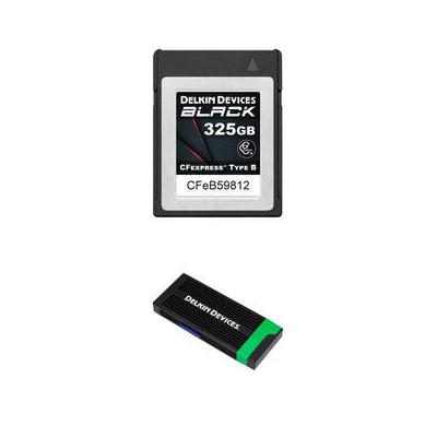 Delkin Devices 325GB BLACK CFexpress Type B Memory Card Kit with CFexpress Type B and UHS- DCFXBBLK325-SP