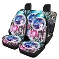 Diaonm Catching the Dream Net Wolf Front Rear Seat Cover 4pcs/Set Retro Swirl Wavy Car Interior Protector Auto Bucket Seat Cover