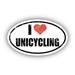 I Love Unicycling I Heart Euro Oval Sticker Vinyl 3M Decal 3 In x 5 In