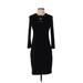 Calvin Klein Casual Dress - Sheath Tie Neck 3/4 sleeves: Black Print Dresses - Women's Size 2