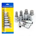 8 pièces 1/4 "3/8" 1/2 "12 Point MM Triple Carré Spline Bit Jeu De Douilles M4-M16 Avec prompte ket