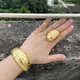Bracelet plaqué or Dubaï pour femme manchette en cuivre bracelet fleur bague réglable bijoux de