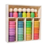 Wooden Rainbow Stacking Sorting Toys Rainbow Stacking Blocks Board Game Training Memory Sorting Counting Matching Block Puzzle for Kids Rainbow Dolls