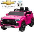 iRerts Pink 12V Chevrolet Tahoe Powered Ride On Cars with Remote Control Kids Ride on Toys for Boys Girls Gifts Ages 3-6 Battery Powered Kids Electric Cars with Music MP3/USB/AUX Port