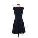 Calvin Klein Casual Dress - A-Line Crew Neck Sleeveless: Blue Print Dresses - Women's Size 5