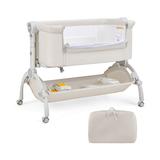 Costway 3-in-1 Baby Bassinet with Double-Lock Design and Adjustable Heights-Beige