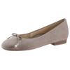 Ballerina ARA "SARDINIA", Damen, Gr. 4 (37), grau (taupe), Ziegenveloursleder, klassisch, Schuhe, Loafer, Festtagsschuh, Business Schuh mit eleganter Schleife