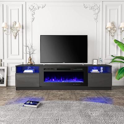 36'' Electric Fireplace TV Stand, Entertainment Center & TV Console for TVs up to 80'', Modern Fireplace Heater for Living Room