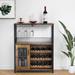 Wine Bar Rack Cabinet with Detachable Wine Rack Bar Cabinet with Glass Holder - 13.8"W x 27.2"L x 36.2"H