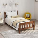 Twin Size Platform Bed Wood Bed Frame Panel Bed Mattress Foundation Sleigh Bed with Headboard, Footboard & Wood Slat Support,Oak