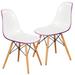 LeisureMod Dover Molded Dining & Kitchen Chair Eiffel Wood Legs 2 Set