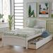 Twin Size Solid Wood Platform Bed with Headboard & Two Drawers, Maximized Space/No Box Spring Required/Wood Slat Support