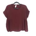 Madewell Tops | Madewell Top Womens Red Burgundy Tiered Ruffle Flow Boho Short Sleeve Small | Color: Red | Size: S