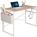 Inbox Zero Hurrem Desk Wood/Metal in Brown/Gray/White | 29.53 H x 39.37 W x 19.69 D in | Wayfair 78567C9100D34B7EBF23A4C89A90C7D3