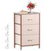 Mercer41 Nightstand, Small Dresser for Bedroom, End Table w/ 3 Drawer, Leather Finish Wood Top, White Wood/Metal in Pink | Wayfair