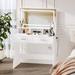 Latitude Run® Jaishon Makeup Vanity Desk w/ Charging Station & 2 Storage Drawers, 3-Color Dimmable Lights in Brown/White | Wayfair