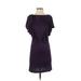 Banana Republic Casual Dress - Sheath Crew Neck Short sleeves: Purple Print Dresses - Women's Size 0 Petite